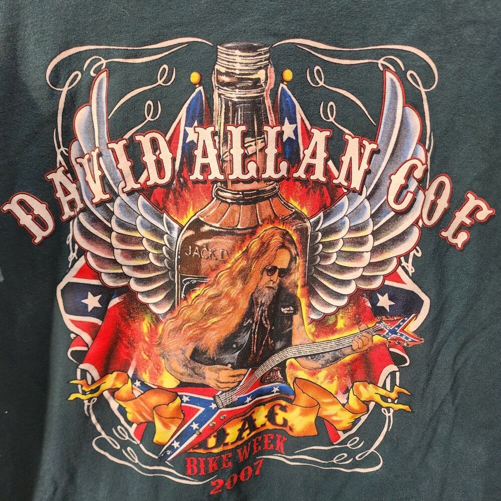 Harley Davidson David Allan Coe 2007 Bike Week Double Sided Tee USA L - Picture 2 of 7